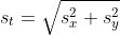 s_t=\sqrt{s_x^2+s_y^2}
