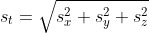 s_t=\sqrt{s_x^2+s_y^2+s_z^2}