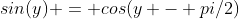 sin(y) = cos(y - pi/2)