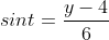 sint=\frac{y-4}{6}