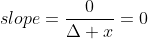 slope=\frac{0}{\Delta x}=0