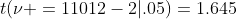 t(\nu =11012-2|.05)=1.645