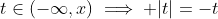 t\in(-\infty,x)\implies |t|=-t