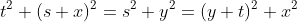 t^2+(s+x)^2=s^2+y^2=(y+t)^2+x^2
