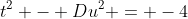 t^2 - Du^2 = -4