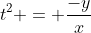 t^2 = \frac{-y}{x}