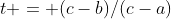 t = (c-b)/(c-a)