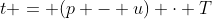 t = (p - u) \cdot T