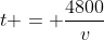 t = \frac{4800}{v}
