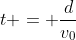 t = \frac{d}{v_0~cos(\theta)}