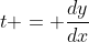 t = \frac{dy}{dx}