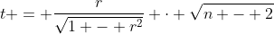 t = \frac{r}{\sqrt{1 - r^2}} \cdot \sqrt{n - 2}