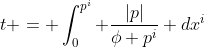 t = \int_0^{p^i} \frac{|p|}{\phi p^i} dx^i