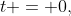 t = 0,\;\frac{10(1+\sqrt{3})}{4.9} 