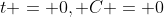 t = 0, C = 0