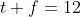 t+f=12