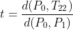 t=\dfrac{d(P_0,T_{22})}{d(P_0,P_1)}