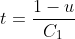 t=\frac{1-u}{C_1}
