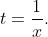 t=\frac1x.