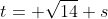 t= \sqrt{14} s
