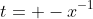 t= -x^{-1}