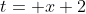 t= x+2