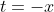 t=-x
