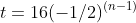 t=16(-1/2)^{(n-1)}
