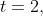 t=2,