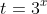 t=3^x