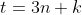 t=3n+k