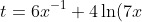 t=6x^{-1}+4\ln(7x)