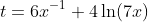 t=6x^{-1}+4\ln(7x)