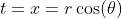 t=x=r\cos(\theta)