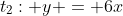 t_2: y = 6x