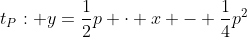 t_P: y=\frac12p \cdot x - \frac14p^2