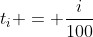 t_i = \frac{i}{100}