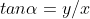 tan\alpha=y/x