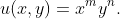 u(x,y)=x^my^n.