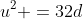 u^2 =32d