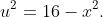 u^2=16-x^2.