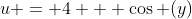 u = 4 + \cos (y)
