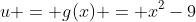 u = g(x) = x^2-9