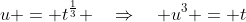 u = t^{\frac{1}{3}} \quad\Rightarrow\quad u^3 = t