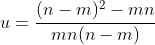 u=\frac{(n-m)^2-mn}{mn(n-m)}