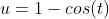 u=1-cos(t)
