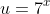 u=7^x