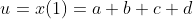 u=x(1)=a+b+c+d