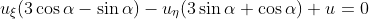 u_{\xi}(3\cos{\alpha}-\sin{\alpha})-u_{\eta}(3\sin{\alpha}+\cos{\alpha})+u=0