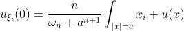 u_{\xi_i}(0)=\frac{n}{\omega_n a^{n+1}}\int_{|x|=a}x_i u(x)\;dS_x